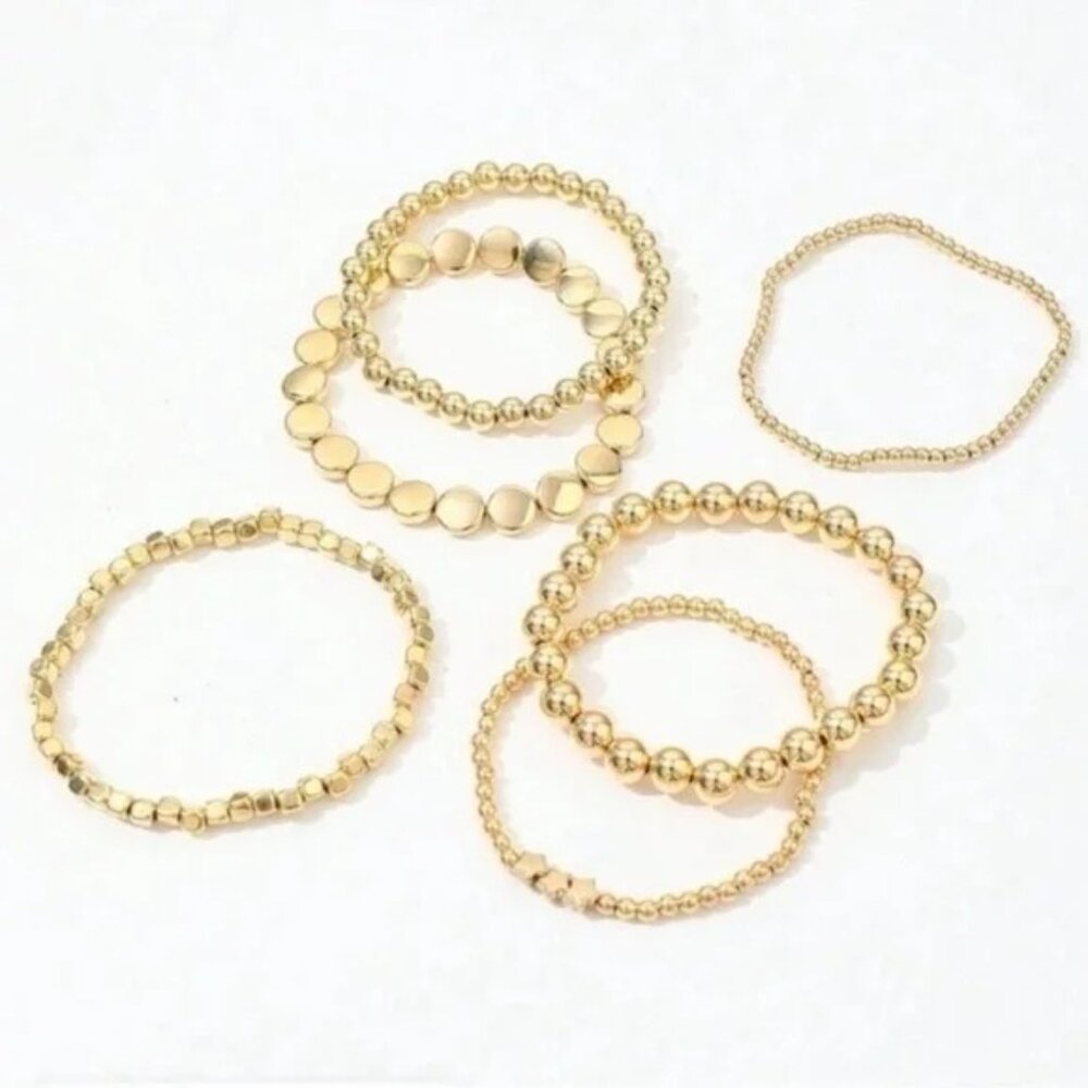 Nwot Gold Beaded Stack Bracelet Set - image 2